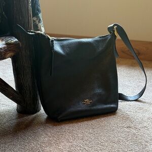 Coach Dark Black Leather Shoulder Bag